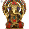 Photo of Very Special Lord Ganesh Statue with Multicolour Turquoise work-10"-Zoomed in