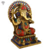 Photo of Very Special Lord Ganesh Statue with Multicolour Turquoise work-10"-Facing left side