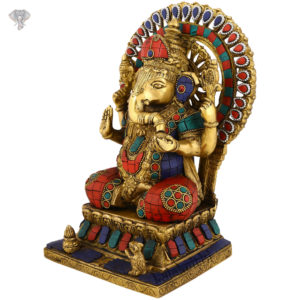 Photo of Very Special Lord Ganesh Statue with Multicolour Turquoise work-10"-Facing Right side