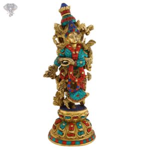 Photo of Standing Radha Statue with Beautiful Multicolour Turquoise work-15"-Facing Front