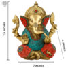 Photo of Very Cute Lord Ganesh Statue with Multicolour Turquoise work-8"-with measurements