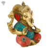 Photo of Very Cute Lord Ganesh Statue with Multicolour Turquoise work-8"-facing Left side