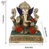Photo of Serene Ganesha Statue with Silver Finishing-7"-with measurements
