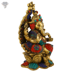 Photo of Special Lord Ganesh Statue with Multicolour Turquoise work-11"-Facing left side