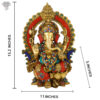 Photo of Very Unique Lord Ganesh Statue with Multicolour Turquoise work-15"-with Measurements