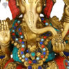 Photo of Very Unique Lord Ganesh Statue with Multicolour Turquoise work-15"-Zoomed in