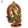 Photo of Very Unique Lord Ganesh Statue with Multicolour Turquoise work-15"-Facing left side