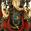 Photo of Artistic Ganesh Statue with Multicolour Turquoise work-20"-Facing Front-Front Image