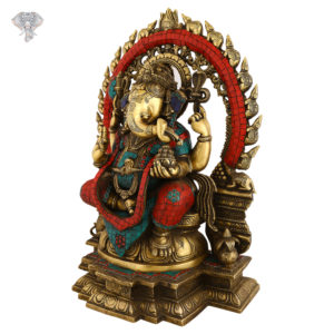 Photo of Artistic Ganesh Statue with Multicolour Turquoise work-20"-Facing Right side