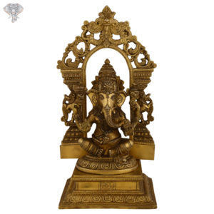 Photo of Antic Finished Lord Ganesh with Arch in his back-13"-Facing Front