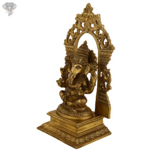 Photo of Antic Finished Lord Ganesh with Arch in his back-13"-facing Right side