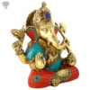 Photo of Serene Ganesha Statue with no Crown with Beautiful Multicolour Turquoise work-8"-facing Left side