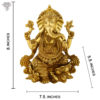 Photo of Serene Ganesha Statue Seated on a Lotus Throne with blessing hands-8"-with measurements