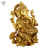 Photo of Serene Ganesha Statue Seated on a Lotus Throne with blessing hands-8"-facing Left side