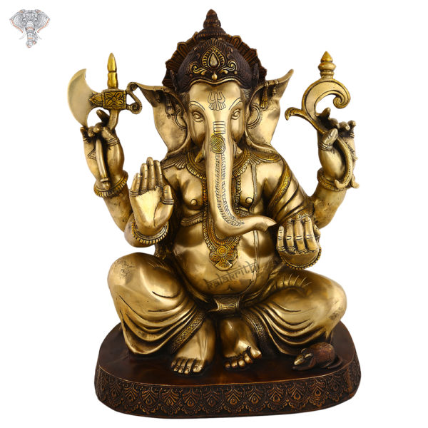 Photo of Shining Ganesh Statue with Blessing Hands-27"-Facing Front