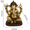 Photo of Shining Ganesh Statue with Blessing Hands-27"-with Measurements