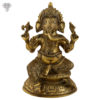 Photo of Serene Ganesha statue Seated on a Throne with Antic finishing-13"-Facing Front