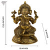 Photo of Serene Ganesha statue Seated on a Throne with Antic finishing-13"-with measurements