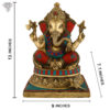 Photo of Very Special Ganesh Statue with Multicolour Turquoise work-13"-with Measurements