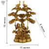 Photo of Swing Radha Krishna Statue with 2 peacocks on tree-15"-with Measurements