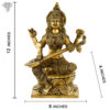 Photo of Goddess Saraswati playing musical instrument sitting on a Throne-12"-with Measurements