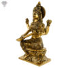 Photo of Goddess Saraswati playing musical instrument sitting on a Throne-12"-Facing Right side