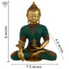 Photo of Beautiful Handcrafted Buddha Statue with Green Torquoise Work-9"-with measurements