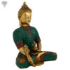 Photo of Beautiful Handcrafted Buddha Statue with Green Torquoise Work-9"-facing Left side