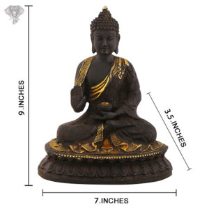 Photo of Beautiful Handcrafted Buddha Statue with Matte Finishing-9"-with measurements