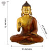 Photo of Beautiful Handcrafted Buddha Statue with Gold and Brown Finishing-12"-with measurements