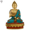 Photo of Beautiful Handcrafted Buddha Statue with Torquoise Work-12"-Facing Front