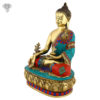 Photo of Beautiful Handcrafted, Extremely detailed Buddha Statue with Torquoise Work-13"-facing Left side