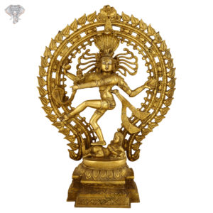 Photo of Very Artistic Nataraja Statue with Gold Finishing-23"-Facing Front
