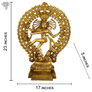 Photo of Very Artistic Nataraja Statue with Gold Finishing-23"-with Measurements