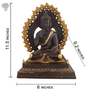 Photo of Beautiful Handcrafted Buddha Statue with Gold and Black Matte Finishing-11"-with measurements