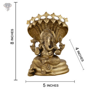 Photo of Very Unique Ganesh Statue with 5-headed snake above head-8"-with measurements-Extra Image