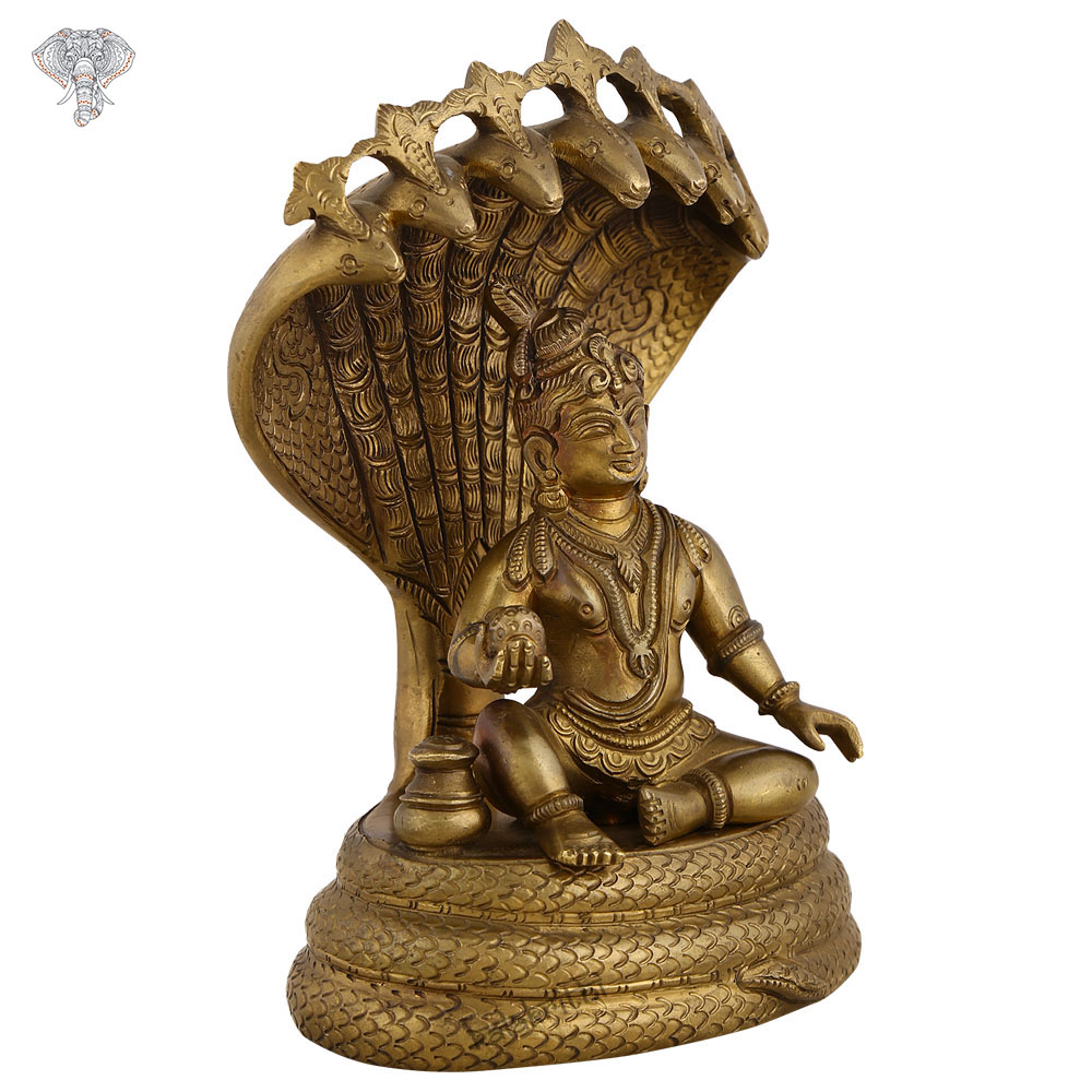 Cute Bala Krishna with 5-headed snake above head – 7″ – Kalakrithi.com