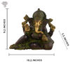 Photo of Special Ganesh Statue with Shining Black finishing with Green linings-9"-with measurements