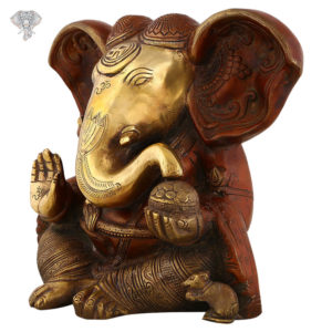 Photo of Special Ganesh Statue with Long ears with Maroon finishing-8"-Facing Right Side