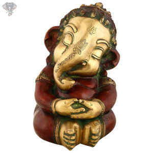 Photo of Cute Kid Ganesh with Maroon Finishing-8"-Facing Front