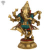 Photo of Special Dancing Ganesh with Multicolour Turquoise work-9"-Facing Front