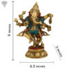 Photo of Special Dancing Ganesh with Multicolour Turquoise work-9"-with measurements