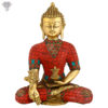 Photo of Very Rare, Very Artistic Goddess Buddha Statue with Red turquoise work-9"-Facing Front