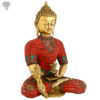 Photo of Very Rare, Very Artistic Goddess Buddha Statue with Red turquoise work-9"-facing Left side