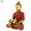 Photo of Very Rare, Very Artistic Goddess Buddha Statue with Red turquoise work-9"-facing Right side