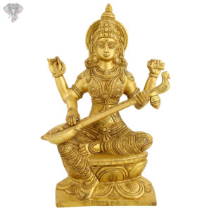 Photo of Very Special Sharada Statue with Gold Colour finishing-12"-Facing Front-Extra Image