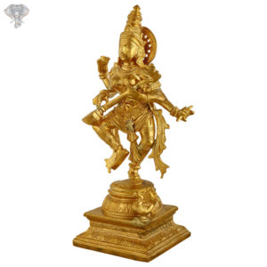 Photo of Very Special Standing Saraswati Statue with Gold finishing-10"-facing Right side