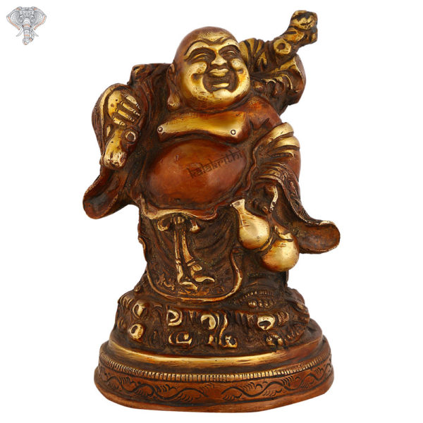Photo of Laughing Buddha with Maroon finishing-7"-Facing Front