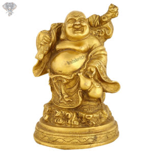 Photo of Laughing Buddha with Gold finishing 7"-Facing Front