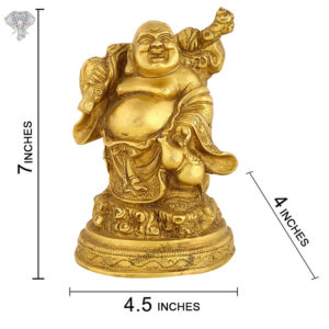 Photo of Laughing Buddha with Gold finishing 7"-with measurements